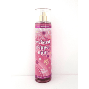 Bath and Body Works twisted peppermint body spray bottle.