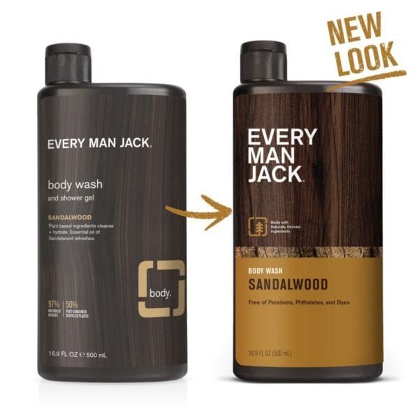 Every Man Jack Body Wash and Shower Gel Sandalwood - 500mL - Image 2