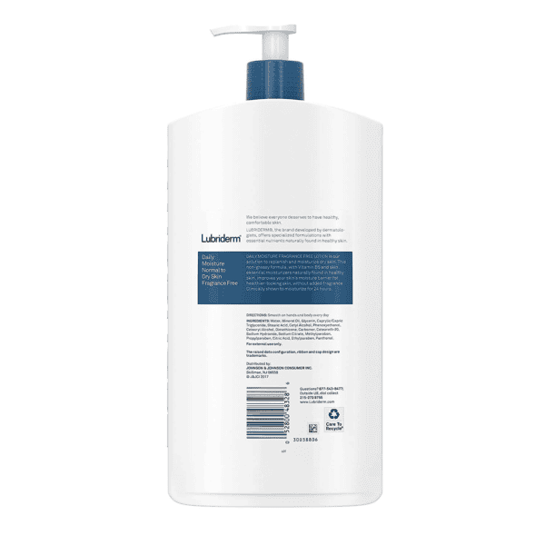 Back of lubriderm bottle.