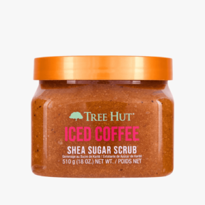 A tub of tree hut iced coffee shea sugar scrub.