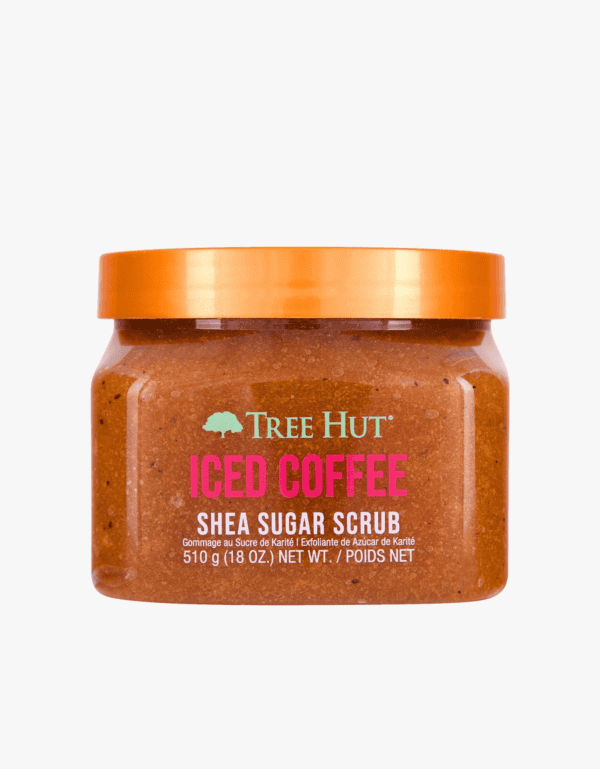 A tub of tree hut iced coffee shea sugar scrub.