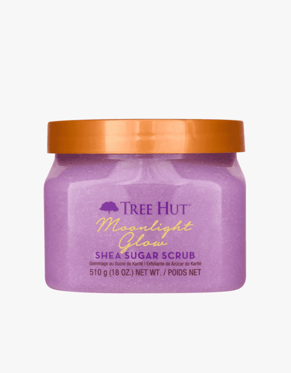 A tub of tree hut moonlight glow shea sugar scrub.