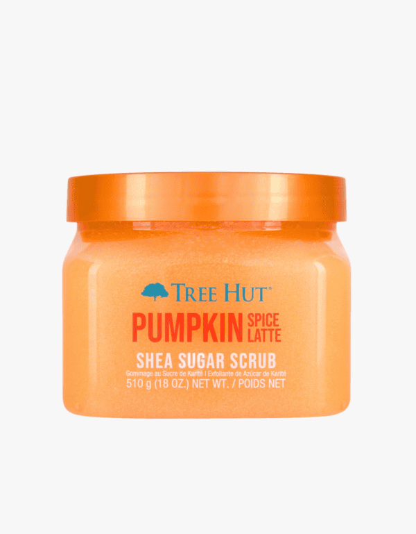A tub of tree hut pumpkin spice latte shea sugar scrub.