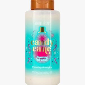Bottle of Tree Hut Candy Cane foaming gel body wash