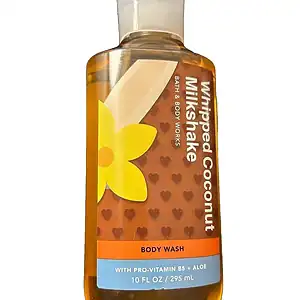 Bottle of bath and body works whipped coconut milkshake scented body wash, 295ml.