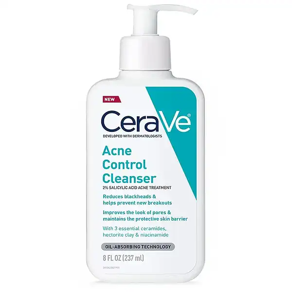 Bottle of cerave acne control cleanser, 237ml.