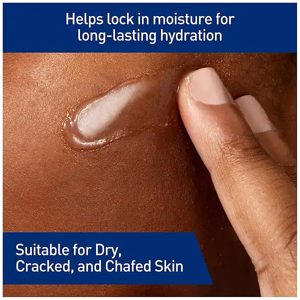Helps lock in moisture for long lasting hydration. Suitable for dry, cracked, and chafed skin.