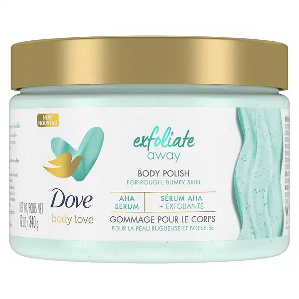 Jar of dove exfoliating body polish, 340g.