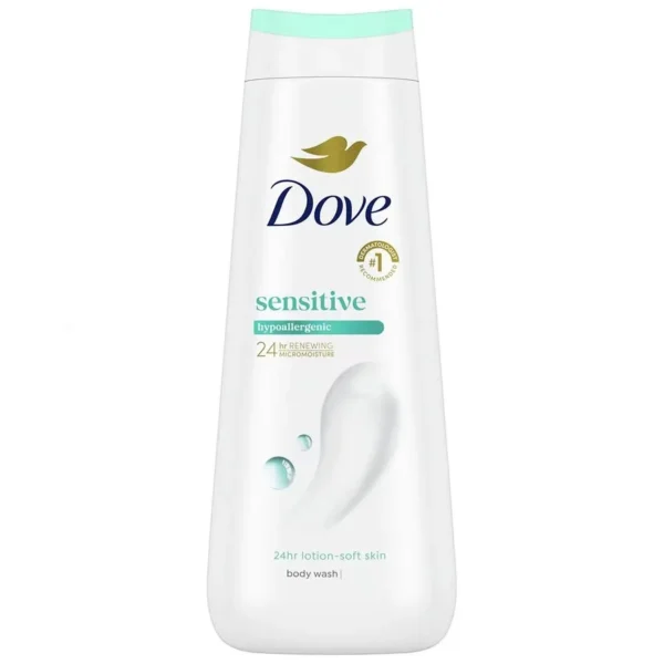 Bottle of dove sensitive skin hypoallergenic body wash, 710ml.