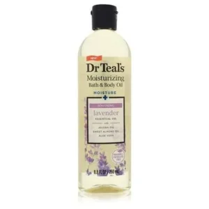 Bottle of dr. teals moisturizing bath and body oil lavender scent, 260ml.