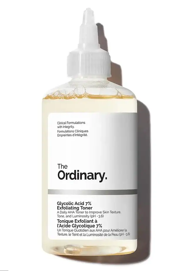 Bottle of the ordinary glycolic acid 7 percent exfoliating toner, 240ml.
