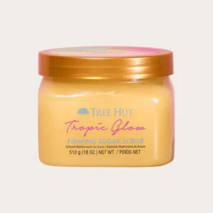 Jar of tree hut firming sugar scrub tropic glow scent, 510g.