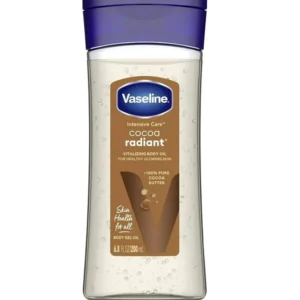 Bottle of vaseline cocoa butter scented cocoa radiant body gel oil, 200ml.